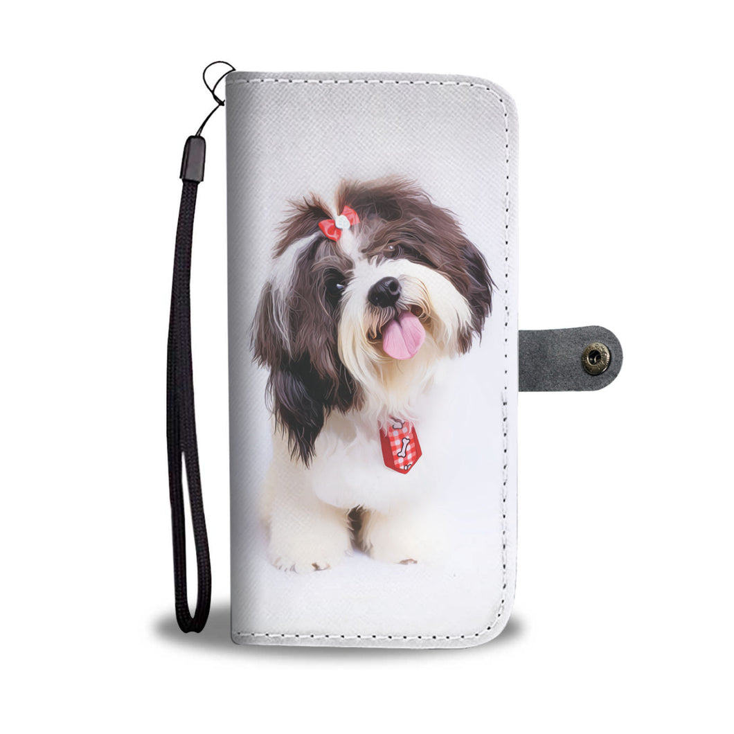 Étui de téléphone portefeuille avec design de Shih Tzu