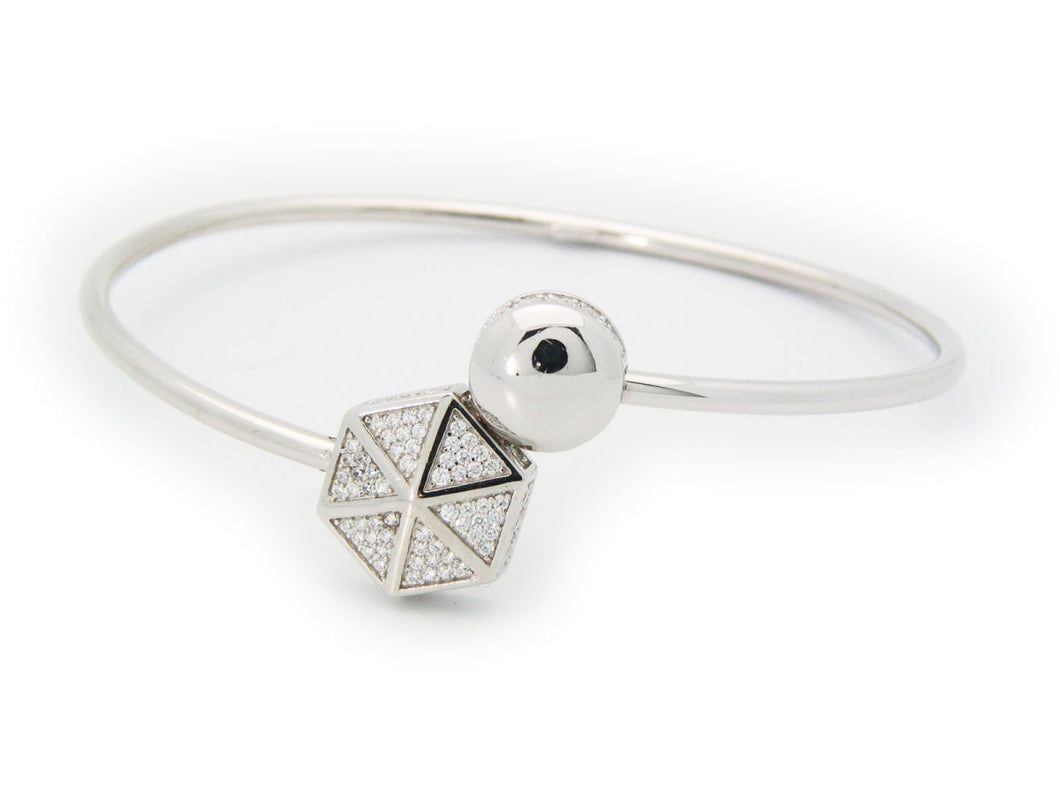 Bracelet manchette étincelant hexagonal en argent sterling