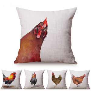 Housse de coussin avec peinture de coq