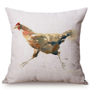 Housse de coussin avec peinture de coq