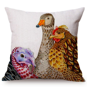 Housse de coussin avec peinture de coq