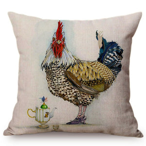 Housse de coussin avec peinture de coq