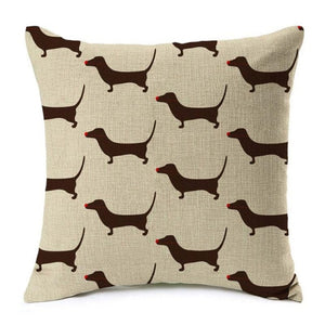 Housse de coussin imprimée chien coloré