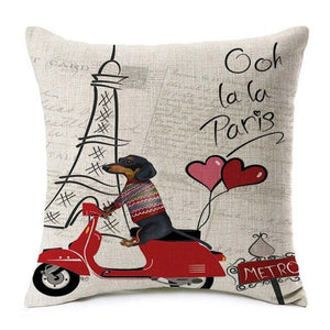 Housse de coussin imprimée chien coloré