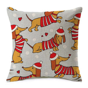 Housse de coussin imprimée chien coloré