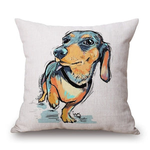 Housse de coussin imprimée chien coloré