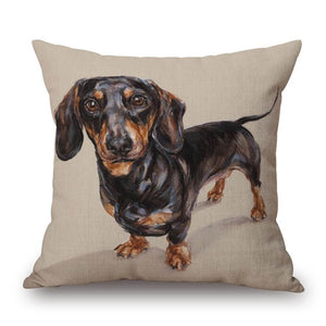 Housse de coussin imprimée chien coloré