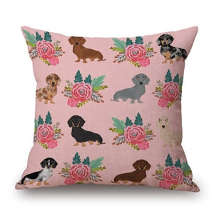 Housse de coussin imprimée chien coloré