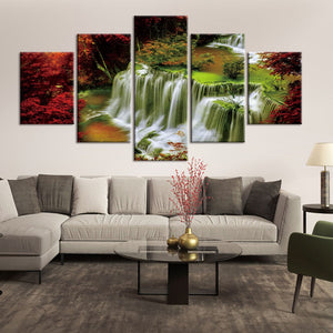 Tableau mural cascade  paysage 5 panneaux