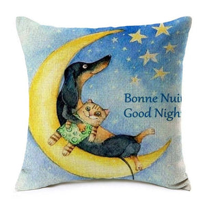 Housse de coussin imprimée chien coloré