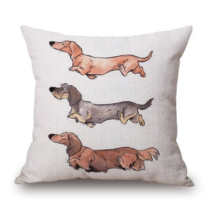 Housse de coussin imprimée chien coloré