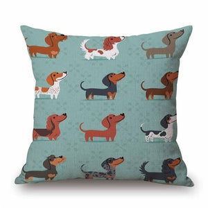 Housse de coussin imprimée chien coloré