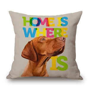 Housse de coussin imprimée chien coloré