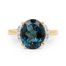 Charger l&#39;image dans la galerie, Bague plaquée or jaune 14 carats avec pierres topaze bleue de Londres
