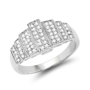 Anneau avec véritable diamant blanc .925 14k